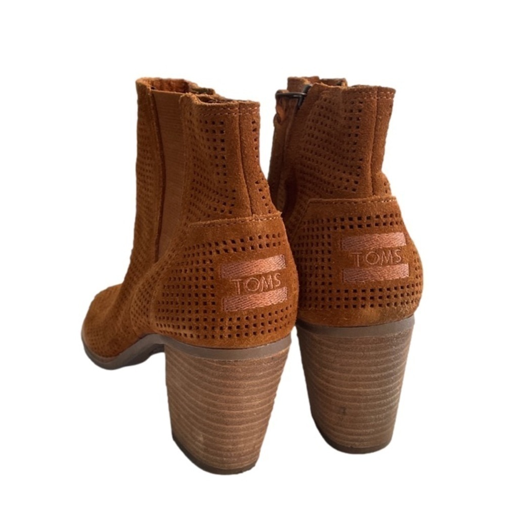 Toms Majorca Peep Toe Cinnamon Suede Booties Size 7 - Picture 5 of 12